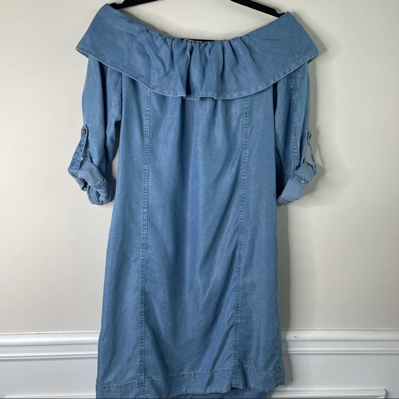 Anthropologie off the shoulder chambray dress‎ sz 4 - Picture 8 of 9